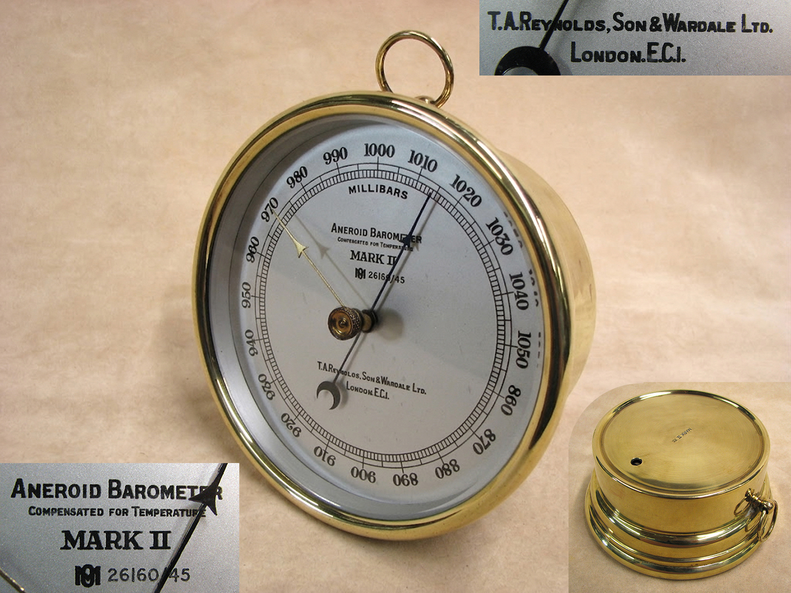WW2 period Mark II Meteorological Office aneroid barometer by T.A REYNOLDS